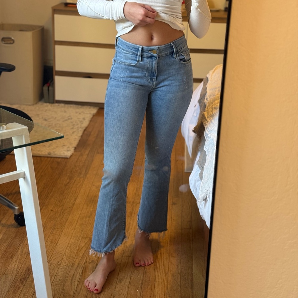 Frame Denim Blue Flare Wide Leg Jeans